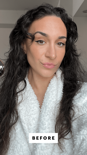 Wohlner before applying the Royal Blowout Heat Styling Spray